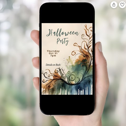 水エレガント芸術的色ハローウィンパーティ 招待状