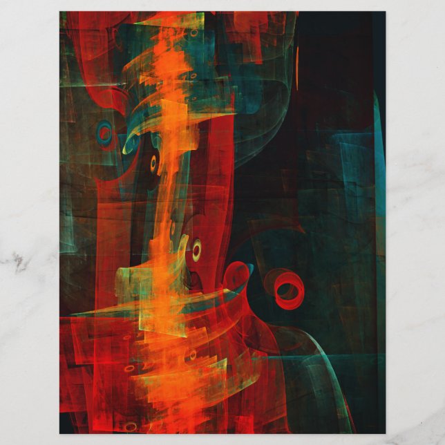 水オレンジレッドブルーモダン抽象芸術アートパターン (正面)