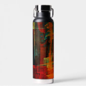 水オレンジレッドブルーモダン抽象芸術アートパターン ウォーターボトル (正面)