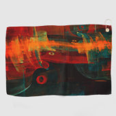 水オレンジレッドブルーモダン抽象芸術アートパターン ゴルフタオル (横)