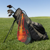 水オレンジレッドブルーモダン抽象芸術アートパターン ゴルフタオル (グリーン)