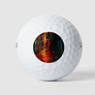 水オレンジレッドブルーモダン抽象芸術アートパターン ゴルフボール