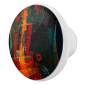 水オレンジレッドブルーモダン抽象芸術アートパターン セラミックノブ (右)