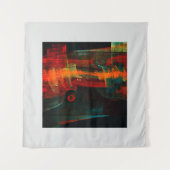 水オレンジレッドブルーモダン抽象芸術アートパターン タペストリー (正面(横))