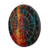 水オレンジレッドブルーモダン抽象芸術アートパターン ダーツボード (正面右)