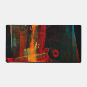 水オレンジレッドブルーモダン抽象芸術アートパターン デスクマット (正面)