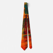 水オレンジレッドブルーモダン抽象芸術アートパターン ネクタイ (正面)