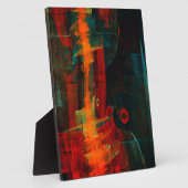 水オレンジレッドブルーモダン抽象芸術アートパターン フォトプラーク (側面)