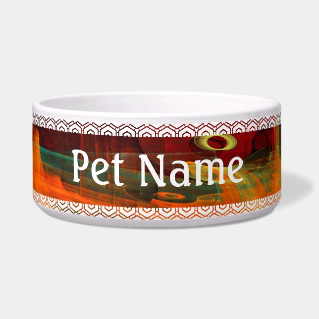 水オレンジレッドブルーモダン抽象芸術アートパターン ボウル (正面)