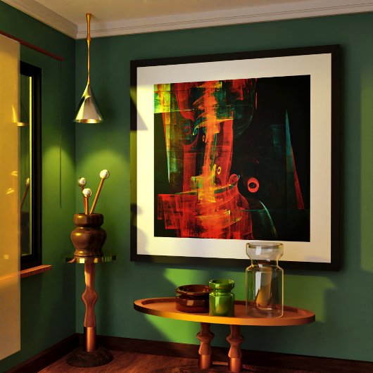 水オレンジレッドブルーモダン抽象芸術アートパターン ポスター