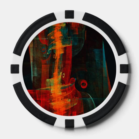 水オレンジレッドブルーモダン抽象芸術アートパターン ポーカーチップ (正面)
