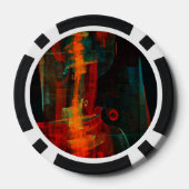 水オレンジレッドブルーモダン抽象芸術アートパターン ポーカーチップ (裏面)