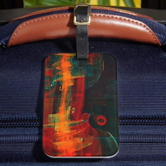 水オレンジレッドブルーモダン抽象芸術アートパターン ラゲッジタグ (正面インサイチュ2)