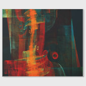 水オレンジレッドブルーモダン抽象芸術アートパターン ラッピングペーパー (フラット)