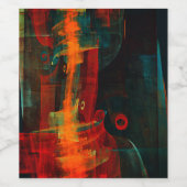 水オレンジレッドブルーモダン抽象芸術アートパターン ワインラベル (シングルラベル)