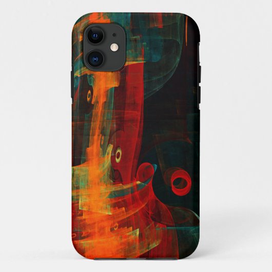 水オレンジレッドブルーモダン抽象芸術アートパターン Case-Mate iPhoneケース (裏面)