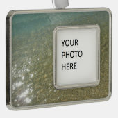 水オンビーチI抽象芸術自然撮影 シルバープレートフレームオーナメント (右)