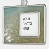 水オンビーチI抽象芸術自然撮影 シルバープレートフレームオーナメント (左)