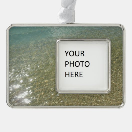 水オンビーチI抽象芸術自然撮影 シルバープレートフレームオーナメント (正面)