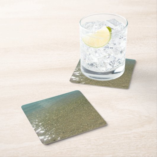 水オンビーチI抽象芸術自然撮影 スクエアペーパーコースター (インサイチュ)