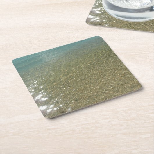 水オンビーチI抽象芸術自然撮影 スクエアペーパーコースター (アングル)