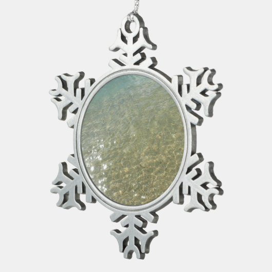 水オンビーチI抽象芸術自然撮影 スノーフレークピューターオーナメント (右)