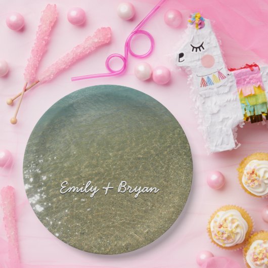 水オンビーチI抽象芸術自然撮影 ペーパープレート (パーティー)