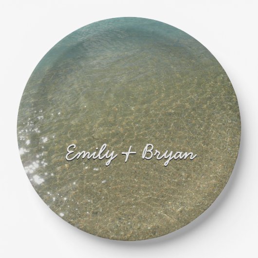 水オンビーチI抽象芸術自然撮影 ペーパープレート (正面)