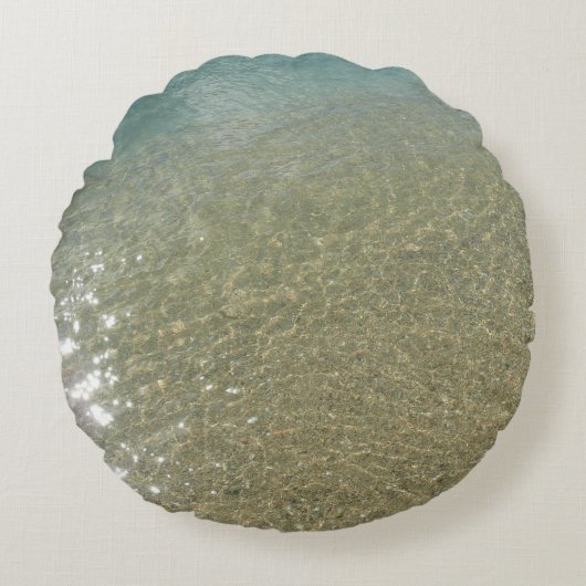 水オンビーチI抽象芸術自然撮影 ラウンドクッション (正面)