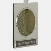 水オンビーチII抽象芸術自然撮影 シルバープレートバナーオーナメント (右)