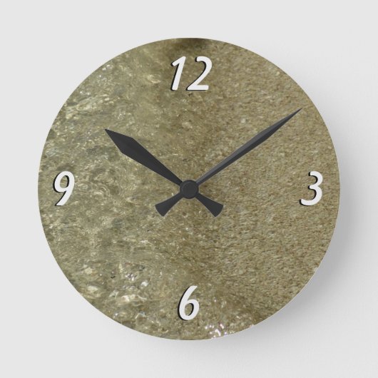 水オンビーチII抽象芸術自然撮影 ラウンド壁時計 (正面)