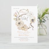 水オーガニック色フローラボー結婚式招待状 招待状 (スタンド正面)
