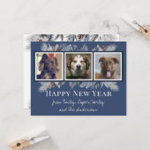 水カスタマイズ色の冬をテーマにしたペットの写真 カード (正面/裏面インサイチュ)