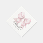 水カスタマイズ色ほこりっぽいピンクボウ1st誕生日 スタンダードカクテルナプキン (角)