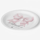 水カスタマイズ色ほこりっぽいピンクボウ1st誕生日 ペーパープレート (アングル)