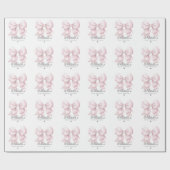 水カスタマイズ色ほこりっぽいピンクボウ1st誕生日 ラッピングペーパー (フラット)