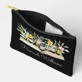 水カスタマイズ色オープンブックフラワーズフローラ アクセサリーポーチ (見開き)