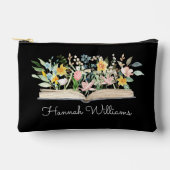 水カスタマイズ色オープンブックフラワーズフローラ アクセサリーポーチ (正面)