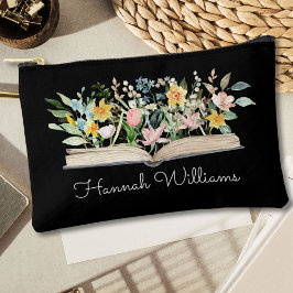 水カスタマイズ色オープンブックフラワーズフローラ アクセサリーポーチ