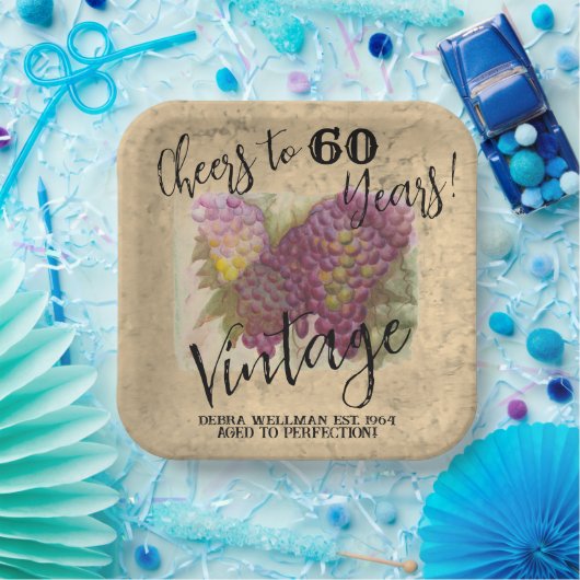 水カスタム色グレープクラスターワインカントリー60th ペーパープレート (パーティー)