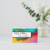 水カスタム色デザイン名刺テンプレート 名刺 (スタンド正面)