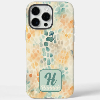 水カスタム色モノグラムの青緑色 iPhone 16 PRO MAXケース