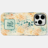 水カスタム色モノグラムの青緑色 Case-Mate iPhoneケース (裏面 (横))