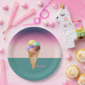水カッコいいカラフル色アイスクリーム ペーパープレート (パーティー)