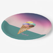 水カッコいいカラフル色アイスクリーム ペーパープレート (アングル)