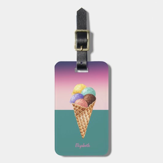 水カッコいいカラフル色アイスクリーム ラゲッジタグ (正面縦)