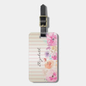 水カッコいいストライプの色の花 ラゲッジタグ (正面縦)