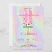 水カッコいい色アイスクリームホログラフィック誕生日 招待状 (正面)