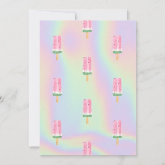 水カッコいい色アイスクリームホログラフィック誕生日 招待状 (裏面)