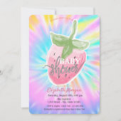 水カッコいい色イチゴ絞り染めベビーシャワー 招待状 (正面)